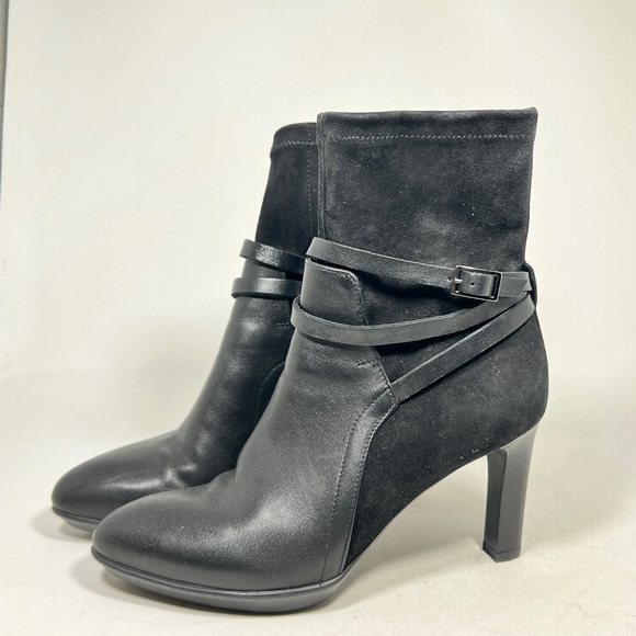 Aquatalia Shoes - Aquatalia Ryann Suede Black Leather Ankle Booties